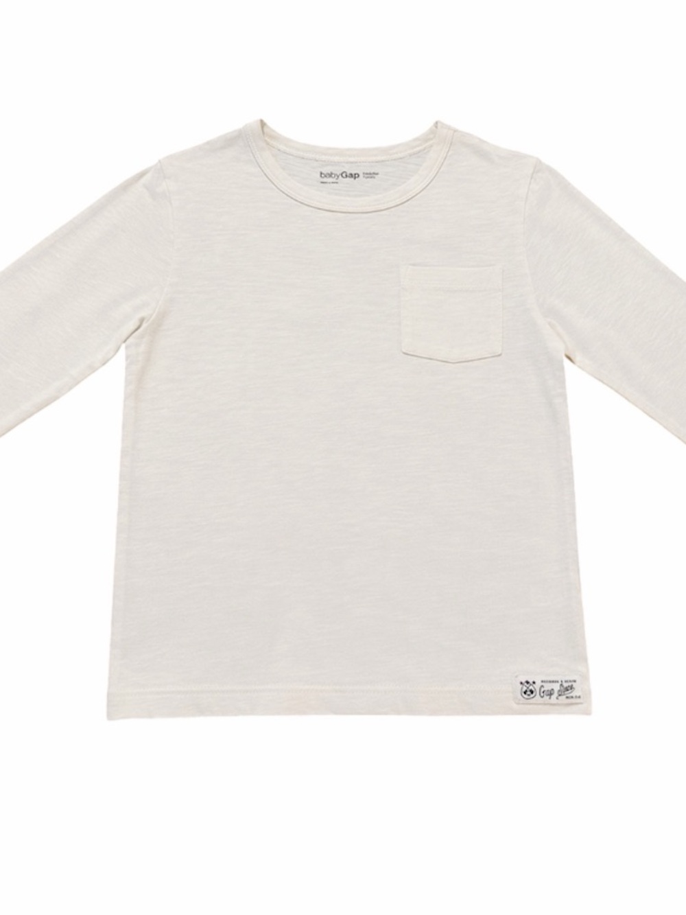 Baby Gap Little Remix Long Sleeve Slub Crew Pocket Tee Off White size boys  5T